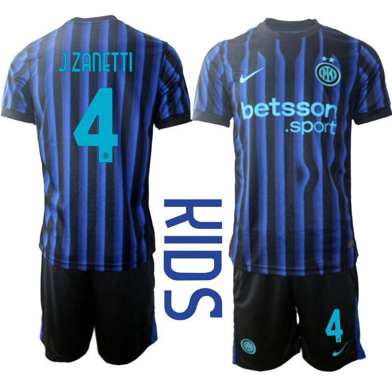 Youth 2025-2026 Club Inter Milan CF home Black #4 Soccer Jersey->youth soccer jersey->Youth Jersey
